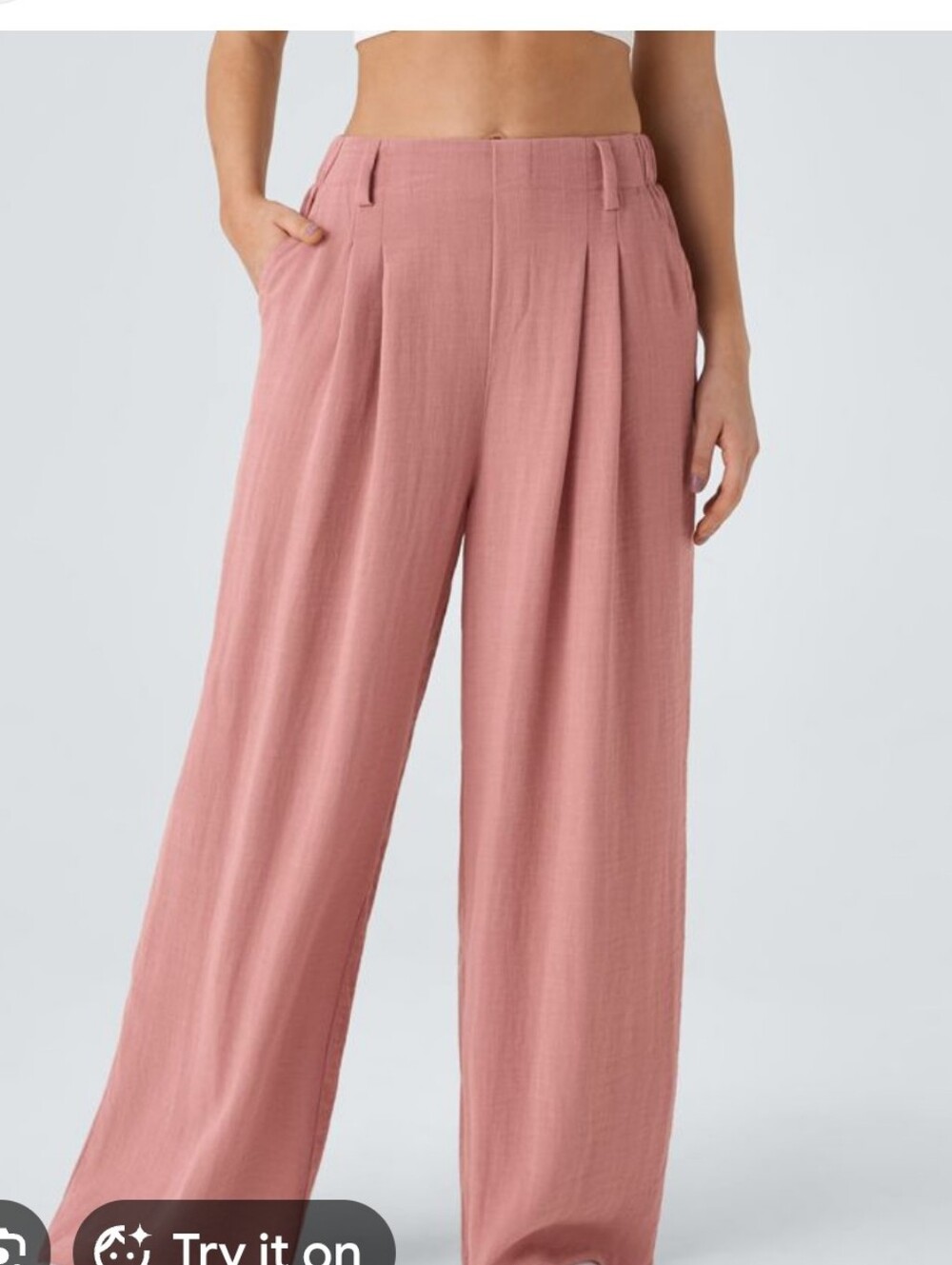 Halara Pink Pleated Casual Wide Leg Pants XL Petite